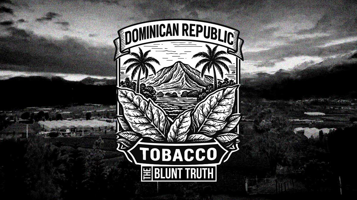 dominican republic tobacco leaf illustration with cigar tobacco landscape